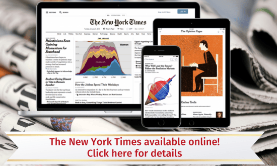 The New York Times available online! Click here for details