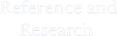 White text on a blue background reads "Reference and Research" in large serif font.